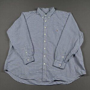 Polo Ralph Lauren Shirt Mens 4XB Oxford OCBD Blue White Gingham Pony Classic
